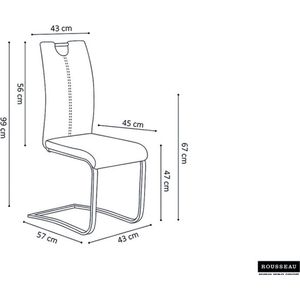 Eetkamerstoel 'Sofia' PU Zwart, Poten metaal verchroomd en bekleding PU