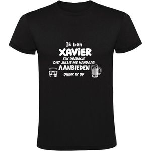 Ik ben Xavier, elk drankje dat jullie me vandaag aanbieden drink ik op Heren T-shirt | jarig | verjaardag | grappig | cadeau | kado