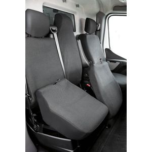 Autostoelhoes Transporter Fit van stof antraciet geschikt voor Opel Movano, Renault Master, Nissan NV400, Einzelbank & 2 afzonderlijke stoelhoezen voor