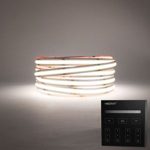 LED Strip COB - 5 Meter - Complete Set - 4000k - Neutraal Wit - 24V - 480LED/m - Met Draadloze Mi-Light(MiBoxer) Touch Wandbediening(Zwart)