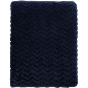 76 cm x 102 cm kleine, pluizige, warme baby peuter deken voor babyjongen, peuters, wieg, kinderwagen. Blauw (Wave Navy)