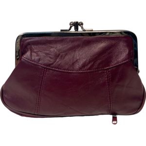 THL Design - Dames Knip Beurs - Portemonnee Dames - Echt Leer Bordeaux Rood