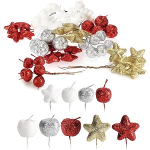 Kerstdecoratie - twijgen, sterren en decoratieve appels om te knutselen - Kerststrooidecoratie - knutselset - Kerstpotpourri als tafeldecoratie (6x zakjes: sterren + appel)