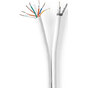 Nedis IEC (Coax) CAT6 Combikabel op rol - RG58 - 75 Ohm - Dubbel Afgeschermd - ECA - 25.0 m - Rond - Wit - Gift Box