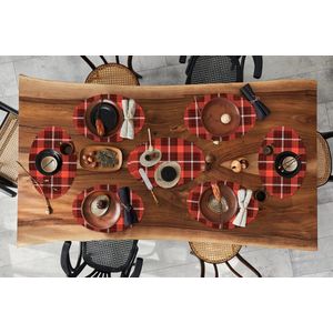 Placemats ovaal - Onderleggers - Ovale placemats - Schotse ruit - Plaid - Rood - Patronen - 10 stuks