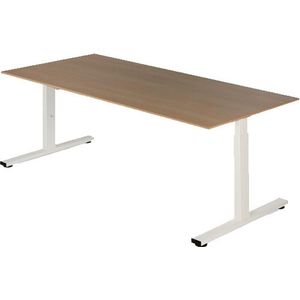 Presto R - Zit Sta Bureau - Electrisch - 65-130 cm-  120x80  -  Noten  -  Wit frame