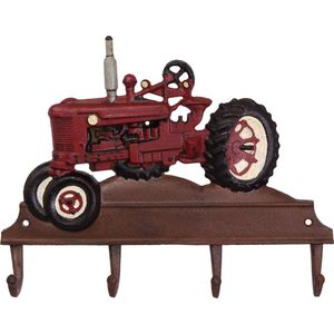 een gietijzeren kapstok tractor rood 27,5x35,5 cm