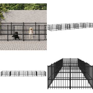 vidaXL Hondenkennel voor buiten 18,77 m² staal - Hondenkennel - Hondenkennels - Kennel - Hondenhok