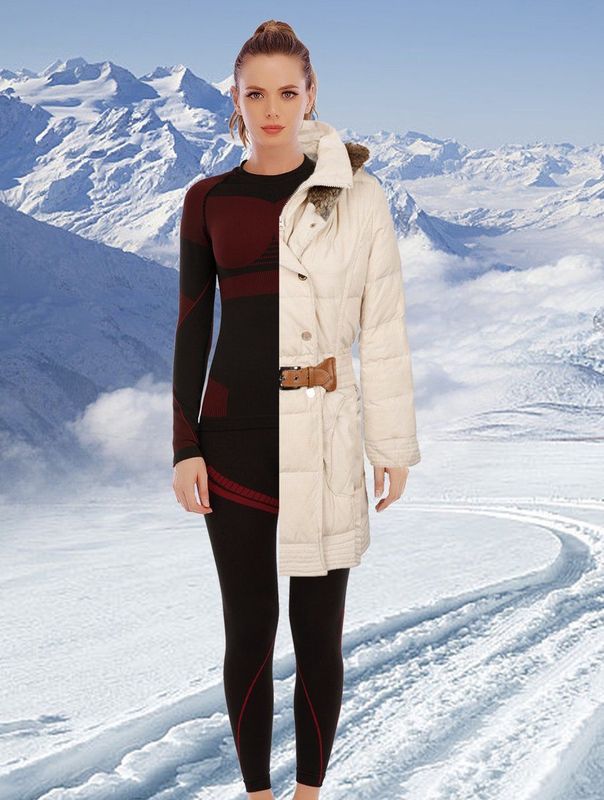 MEETYOO Naadloos Thermo Ondergoed Dames Set - ThermoShirt Dames -Thermokleding Dames - Thermo Shirt Dames Lange Mouw Thermo Shirt en Thermo Broek - en bodemsets voor ski -wandelen fietsen marathon motorfiets hardlopen klimmen snowboarden-Rood-L