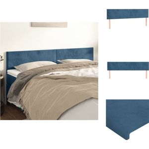 vidaXL Hoofdbord - 180 x 5 x 78/88 cm - Donkerblauw Fluwelen Stof - Bedonderdeel