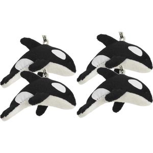 8x Pluche orka sleutelhanger knuffels van 6 cm - Dieren sleutelhangers