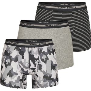 Happy Shorts 3-Pack Boxershorts Heren Camouflage Print Grijs - Maat XL