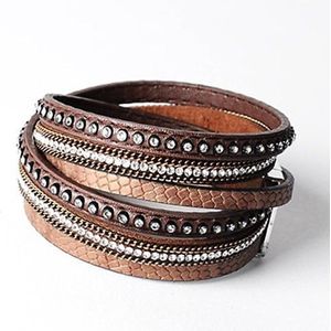 Montebello Armband Behnia  - PU Leer - Zirkonia - 20mm - 39cm