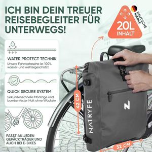 Fietstas 3in1 - Multifunctionele NATRYFE fietstas - Waterafstotend en duurzaam Waterproof bicycle bag