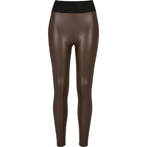 Populair - Dames - Vrouwen - Womenswear - Streetwear - Urban - Modern - Ladies - Faux - Leather - High Waist - Fake Leather - Skinny Leggings bruin