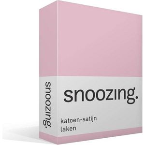 Snoozing - Katoen-satijn - Laken - Lits-jumeaux - 280x300 cm - Roze