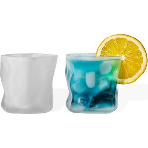 Brillenset van 2 | Ontwerp Vintage Diamant Melkachtig Glas Alaska | Drinkglazen IJskoffieglazen Cocktailglazen Longdrinkglazen Water Thee Koffie Sap | Vaatwasmachinebestendig Duurzaam | 200ml