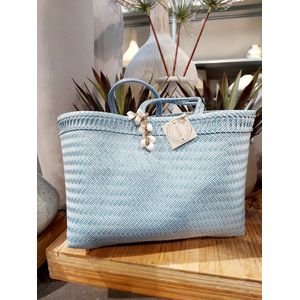 Eigen en Anders - Shopper XL - Strandtas - Bohemian - Schelp - Groen - Wit