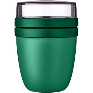 Lunchpot Mini Ellipse, praktische yoghurtbeker en mueslibeker, onderverdeling voor yoghurt en muesli, geschikt voor vriezer, magnetron en vaatwasser, 300 ml + 120 ml, Vivid Green