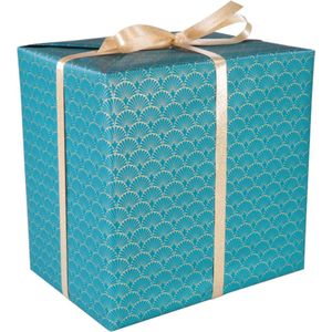 Cadeaupapier | 50cm | 100m | 80gr/m² | Waaier | goud/groen