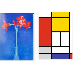 Set van 2 theedoeken - kunst collectie - Mondriaan Amaryllis, Mondriaan - 100 % katoen 50 x 70 - by supervintage