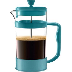 French Press koffiezetapparaat- draagbare cafetière met drievoudige filters- hittebestendig glas met roestvrijstalen behuizing- grote karaf- 1000 ml / 1 liter / 34 oz – Aqua