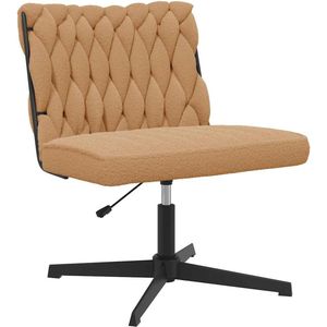 vidaXL - Bureaustoel - beige - gekrulde - wolachtige - stof