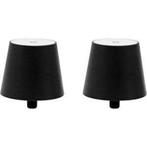 Flessenlamp - 2 Stuks - Tafellamp - Zwart - Usb-C Oplaadbaar - Warm wit - Touch Dimbaar - LED