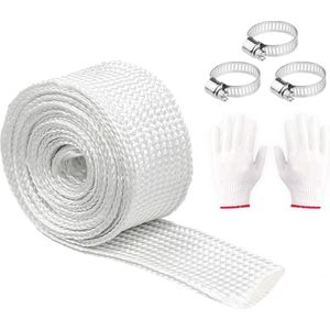 Afgasslang 150 cm - 25 mm, hittebeschermingsslang voor verwarming, inclusief clips en handschoenen