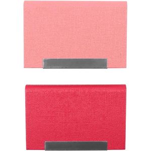Visitekaarthouder PU Leer Slanke ID Case/Portemonnee (Roze + Rose Rood) - Set van 2
