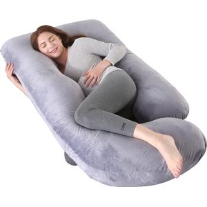 Venori Zwangerschapskussen - Zijslaapkussen - Zwangerschapskussens - Voedingskussen - U-vormig - Met afneembare hoes - Ondersteunend - Memory Foam - Grijs - 70x170x110