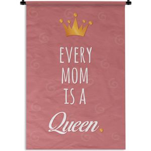 Wandkleed Moederdag - Moederdagscadeau voor moederdag 12 mei met tekst - Every mom is a queen Wandkleed katoen 60x90 cm - Wandtapijt met foto