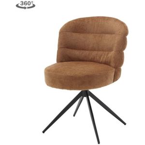Eetkamerstoel Carro draaibaar Chenille - Caramel brown (set van 2)