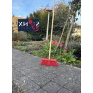 Straatbezem Kunststof vezel Nylon 30 cm Rode kap Schoonmaakartikelen steel 150 cm