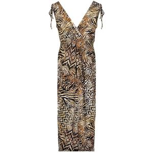 Geisha Jurk Mila Jersey Maxi Jurk Met Rijg En Smock Details 57367 60 000775 Brown/black Dames Maat - M