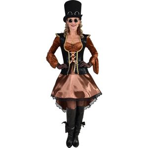 Magic By Freddy's - Steampunk Kostuum - Steampunk Piraat Kapitein Karin - Vrouw - Bruin - XL - Carnavalskleding - Verkleedkleding