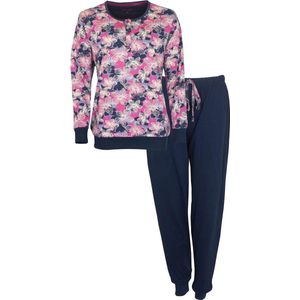 Medaillon Dames Pyjama - Polo Sluiting - Katoen - Diep Blauw - Maat 3XL