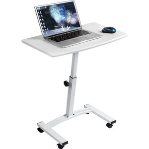 TATKRAFT CHEER - Ergonomische Laptoptafel Op Wielen - Notebook / Apple Macbook Pro/Air 7-17 Inch Statafel Laptopstandaard Steun - Mobiele Bed/Schoot/Bank Laptop Standaard Notebook Houder - Laptophouder Laptopstand Tafel In Hoogte Verstelbaar - Wit