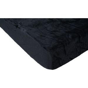 Zachtbeddengoed.nl - Hoeslaken - Matras - Topper - Velvet - Tweepersoons - 180x200 cm - Hoekhoogte tot 25 cm - Zwart - Laken - Zacht - Comfortabel - Kwalitatief - Beddengoed - Hoeslakens