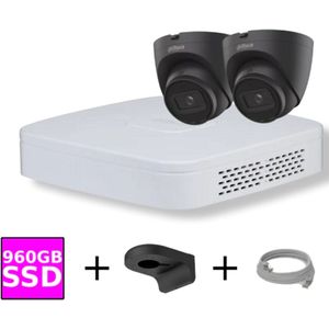 Dahua 4-kanaals NVR Set met 2x 4MP Zwarte WizSense Camera's en 960GB SSD