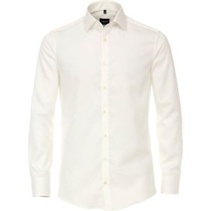 VENTI modern fit overhemd - twill - beige - Strijkvriendelijk - Boordmaat: 48