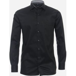 CASA MODA modern fit overhemd - twill - zwart - Strijkvrij - Boordmaat: 48