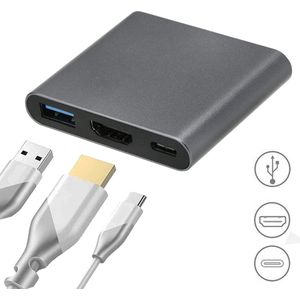 USB-C naar HDMI Adapter – Multiport AV Converter met USB 3.0 – 4K @30Hz – Type-C naar HDMI voor MacBook, Laptop en Android