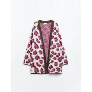 Roze luidpaardprint cardigan, one size