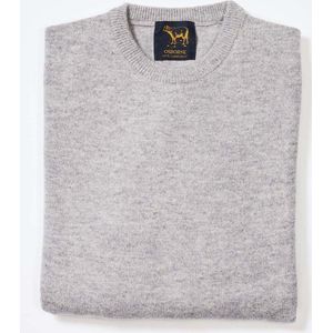 Osborne Knitwear Trui met ronde hals - Sweater heren in Lamswol - Pullover Heren - Light Grey - M