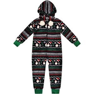 Kerst - Onesie - pyjama - Sneeuwpop - pom pom - Kinderen - unisex - maat 98/104