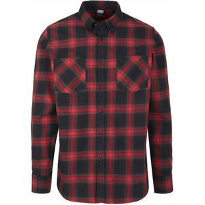 Urban Classics - Checked Flanell Overhemd - 4XL - Zwart/Rood