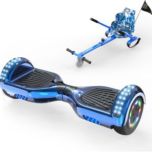 Microgo Hoverboard 6.5 Inch | Krachtige Motor | Sier LEDs | Bluetooth Speaker | Blauw + Kart Blauw