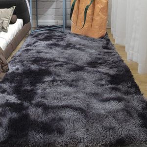 ABWXN Pluizig tapijt, 60 x 120 cm, shaggy hoogpolig tapijt voor slaapkamer, woonkamer, tieners meisjeskamer - donkergrijs