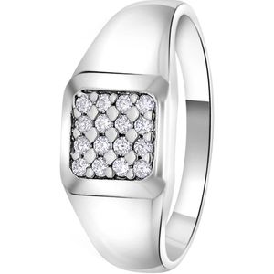 Lucardi Jongens - Kinder ring met plating - Zirkonia - Cadeau - Echt Zilver - Zilverkleurig